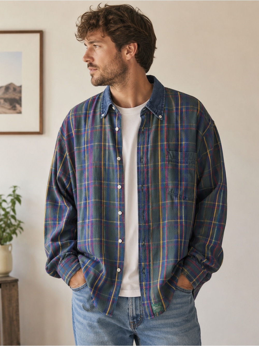 Vintage Baxter Brand Natural Clothing Co Plaid Flannel Shirt Men’s Large